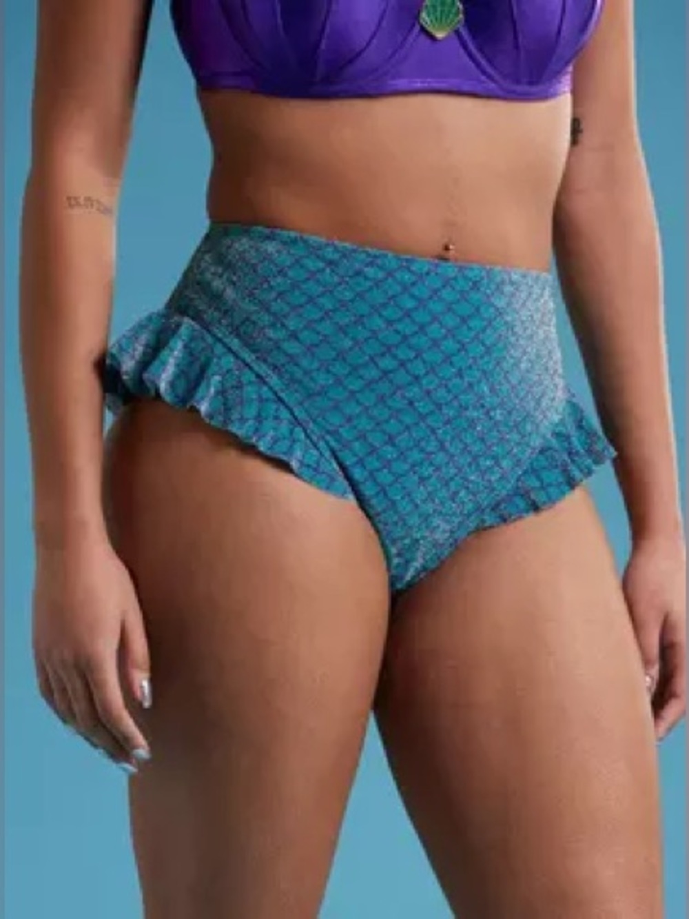 NWT Disney The Little Mermaid Glitter Scale Ruffle Swim Bottoms small hot topic
